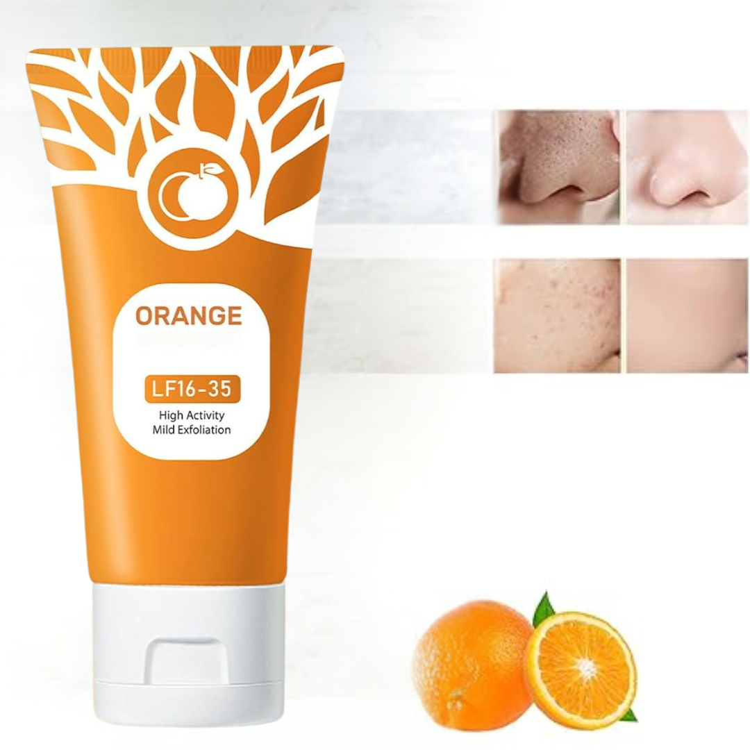 Orange Exfoliating Gel with Botanical Fibers & Jojoba Oil - Gentle Deep Cleansing for Face & Body