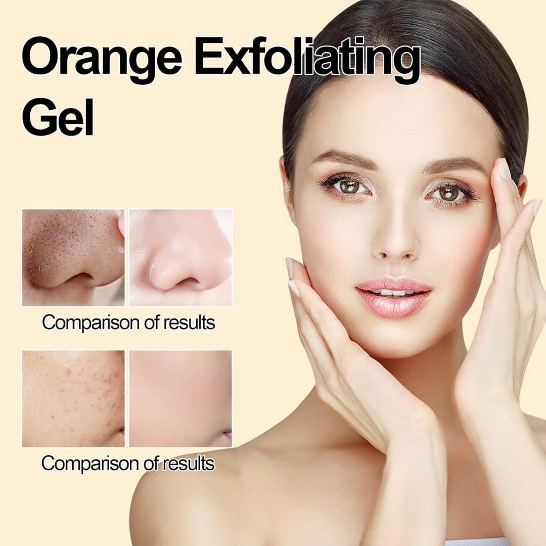 Orange Exfoliating Gel with Botanical Fibers & Jojoba Oil - Gentle Deep Cleansing for Face & Body