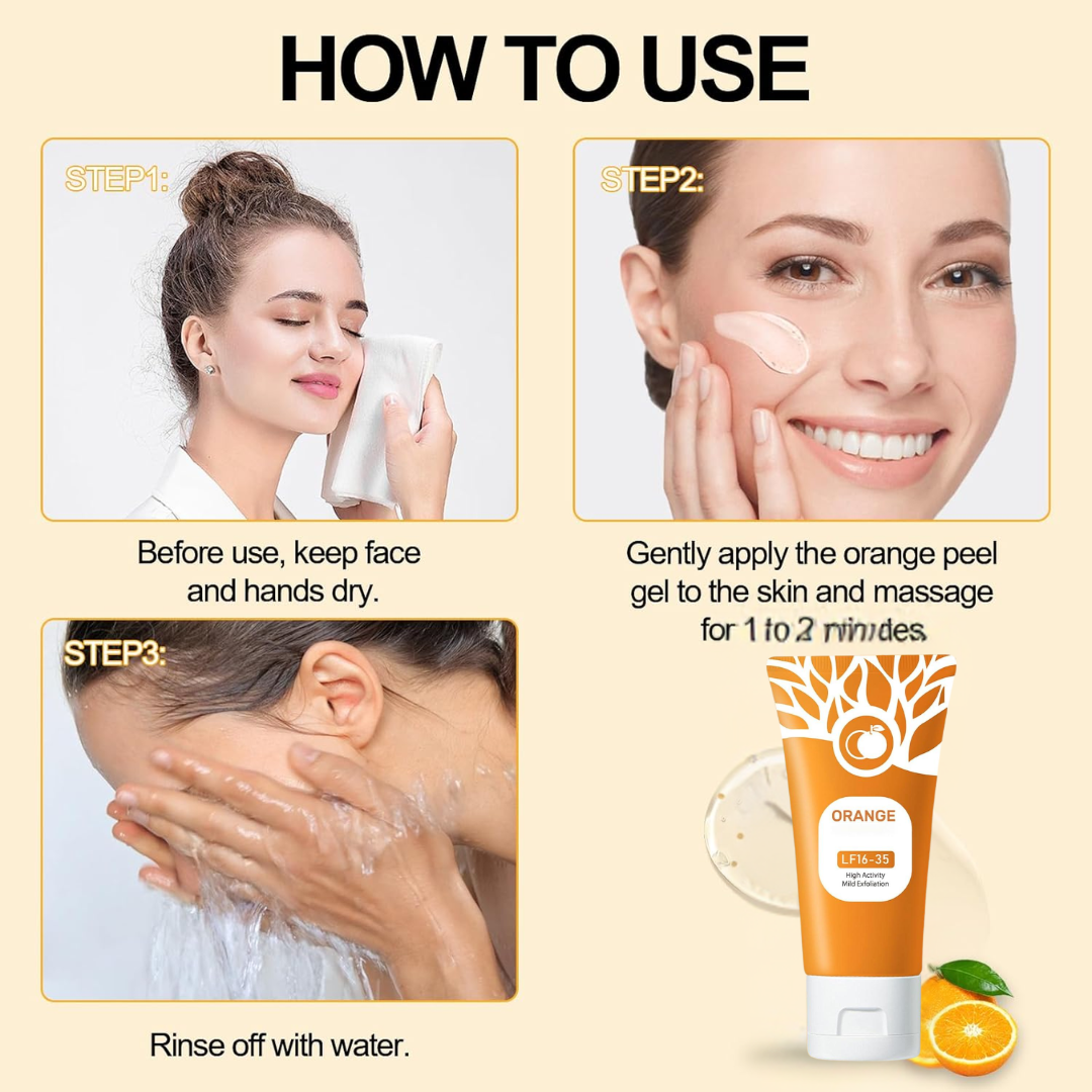 Orange Exfoliating Gel with Botanical Fibers & Jojoba Oil - Gentle Deep Cleansing for Face & Body