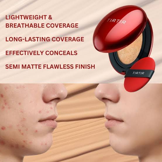TIRTIR Red Cushion Glow Foundation – Full Coverage, Poreless Finish, Korean Radiance in a Tap