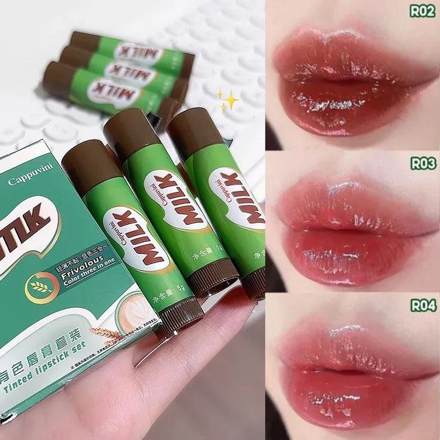 3Pcs Cappuvini Milk Cute Korean Lipstick